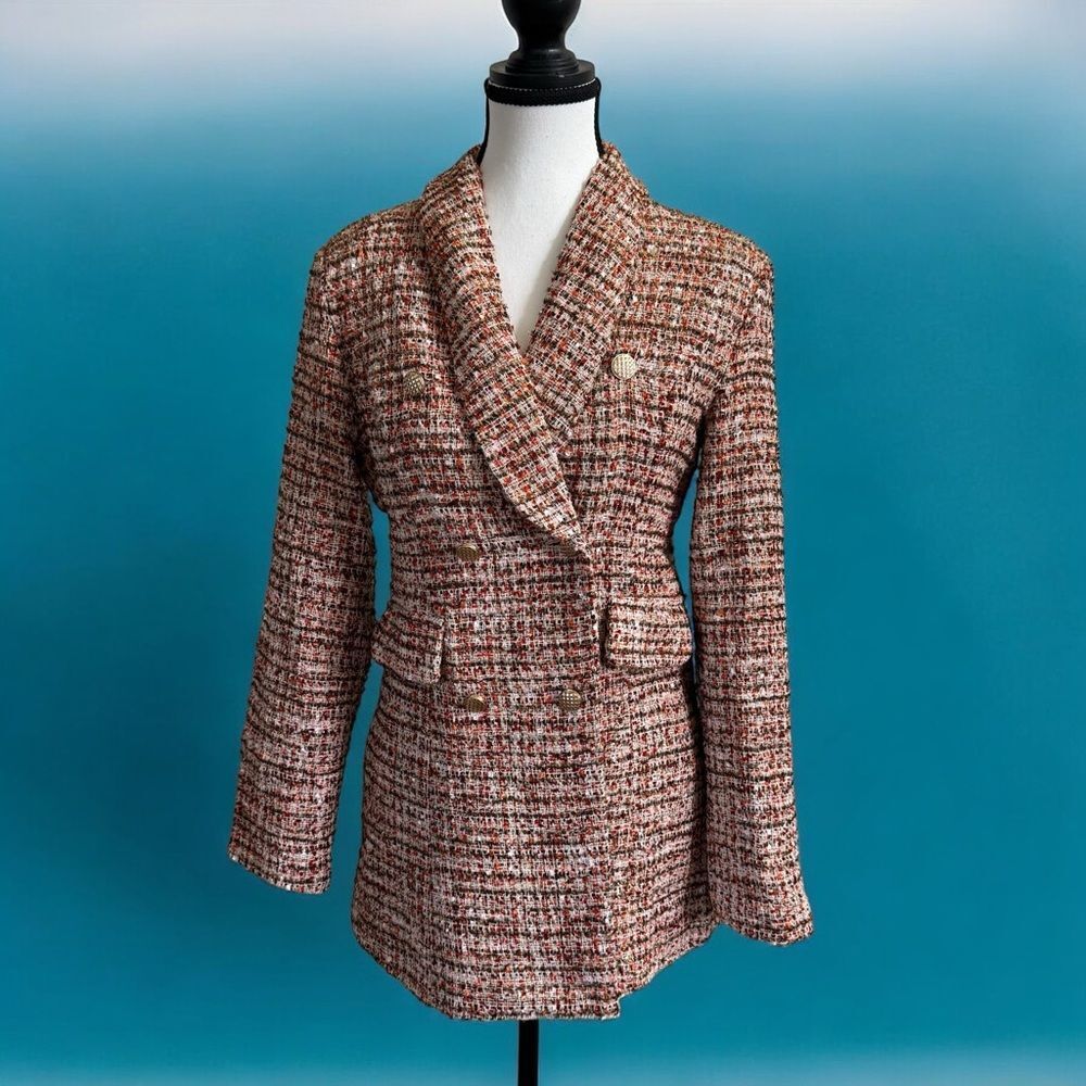 SHEIN Women's Lined Tweed Blazer with Faux Pockets Size M/6